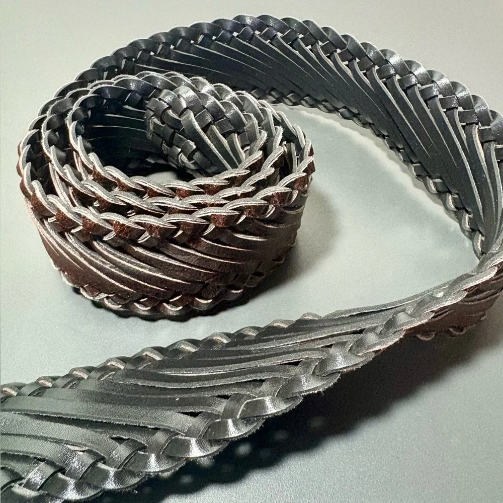 Brown Braided Belt with Gold Buckle